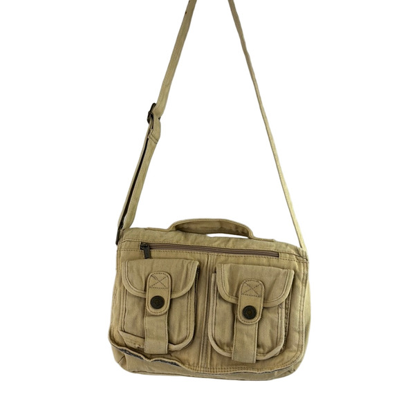 Levi's Unisex Cream Canvas Casual Crossbody Bag - Picture 1 of 13